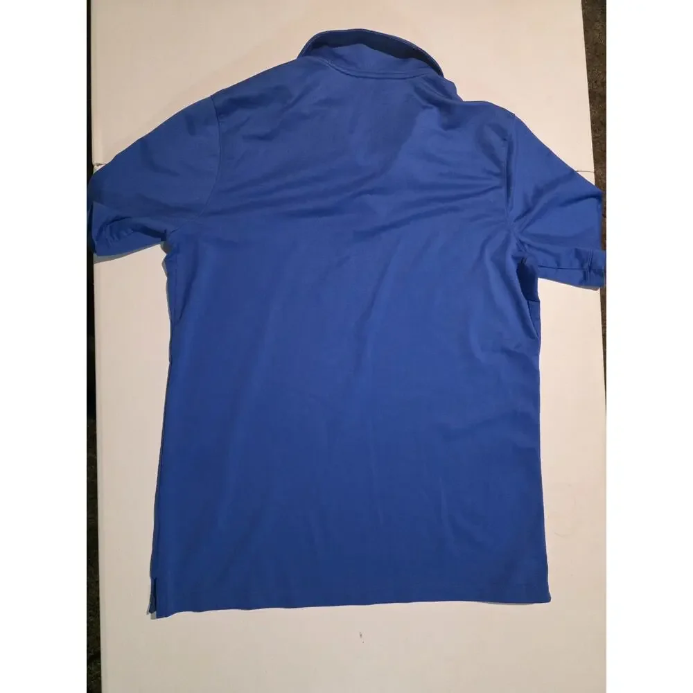 Nike Dri Fit Polo Shirt Mens Blue Golf Athletic Swoosh Large Shirt